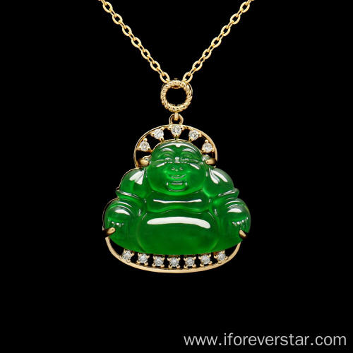 Jade Laughing Buddha Pendant Chinese Classical